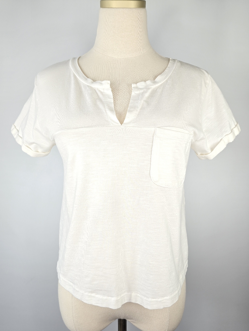 Toad & Co Organic Cotton Slub Cropped Pocket Tee White Size S